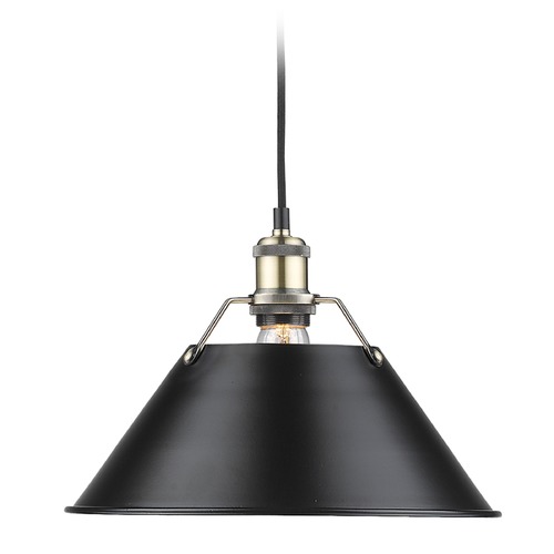 Golden Lighting Orwell 14-Inch Pendant in Aged Brass by Golden Lighting 3306-L AB-BLK