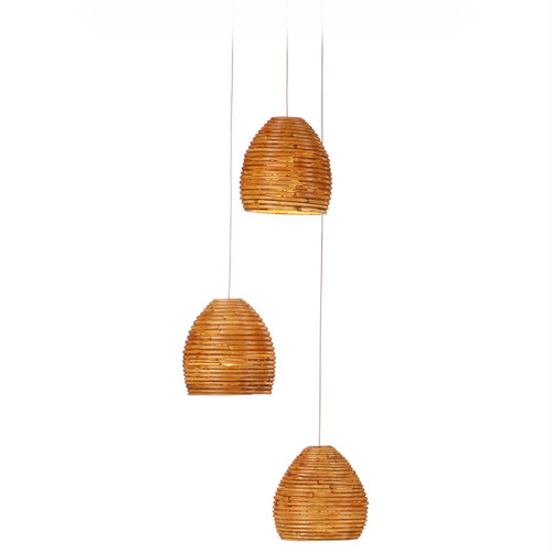 Currey and Company Lighting Currey and Company Beehive Silver Multi-Light Pendant with Bowl / Dome Shade 9000-0999