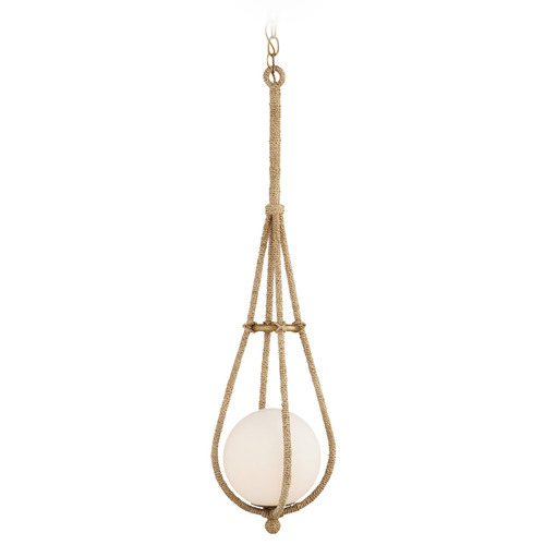 Currey and Company Passageway Natural Abaca Rope & Dorado Gold Mini-Pendant Light with Globe Shade