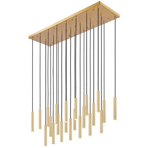 Z-Lite Forest Modern Gold LED Multi-Light Pendant with Cylindrical Shade