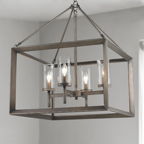 Smyth 21-Inch Pendant in Gunmetal Bronze by Golden Lighting