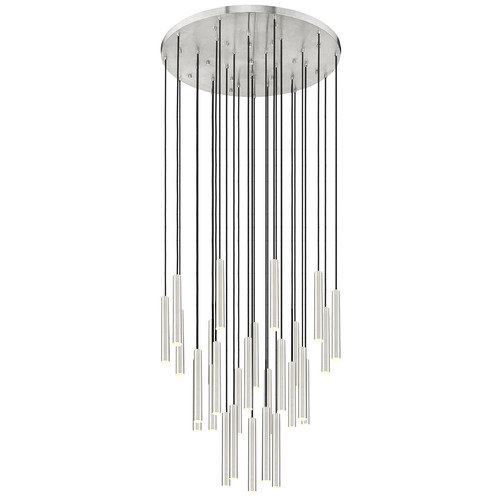 Z-Lite Z-Lite Forest Brushed Nickel LED Multi-Light Pendant with Cylindrical Shade 919MP12-27R-BN-LED