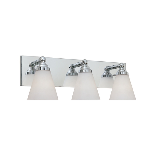 Modern Bathroom Light with White Glass in Chrome Finish
