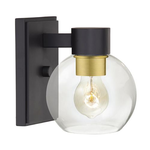 Design Classics Lighting Vashon Wall Sconce in Matte Black & Brass by Design Classics Lighting 2101-07 BK SB G1832-CL KIT