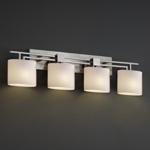 Justice Design Group Justice Design Group Fusion Collection Bathroom Light FSN-8704-30-OPAL-NCKL