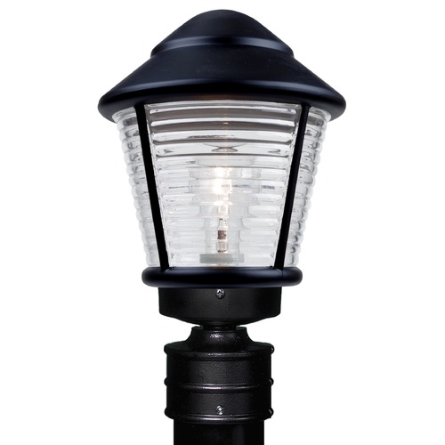 Ribbed Glass Post Light Black Costaluz by Besa Lighting