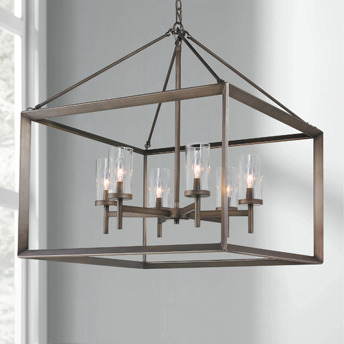 Golden Lighting Smyth 26.50-Inch Hanging Lantern in Gunmetal Bronze by Golden Lighting 2073-6 GMT