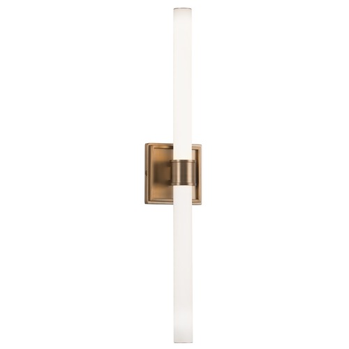 Modern Brushed Gold LED Bathroom Light with White Shade by Kuzco Lighting