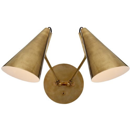 Visual Comfort Signature Collection Aerin Clemente Double Sconce in Antique Brass by Visual Comfort Signature ARN2059HABHAB