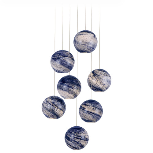 Currey and Company Palatino Silver Multi-Light Pendant with Globe Shade