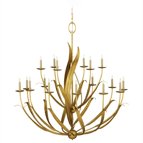 Currey and Company Menefee Antique Gold Leaf Chandelier