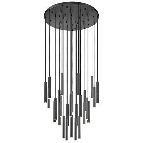 Z-Lite Z-Lite Forest Matte Black LED Multi-Light Pendant with Cylindrical Shade 919MP12-27R-MB-LED