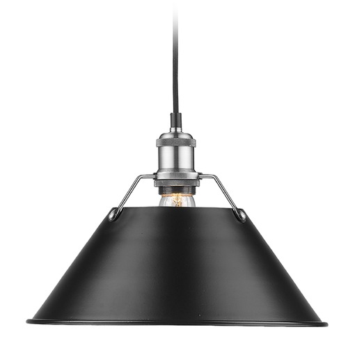 Orwell Large Pendant in Pewter & Black by Golden Lighting