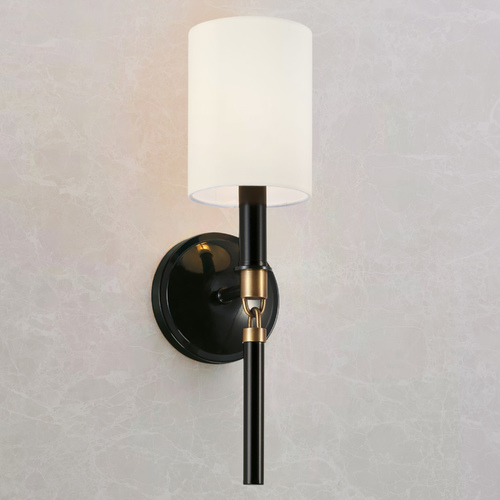 Beckham 16.25-Inch Wall Sconce in Glossy Black & Aged Brass by HomePlace by Capital Lighting