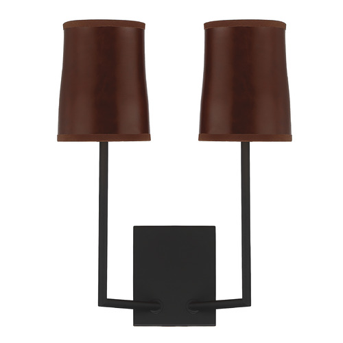 Meridian 16-Inch High Leather Double Sconce in Matte Black by Meridian M90061MBK