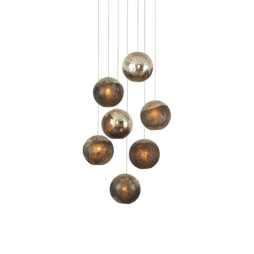 Pathos 7-Light Multi-Light Pendant in Silver & Gold by Currey & Co