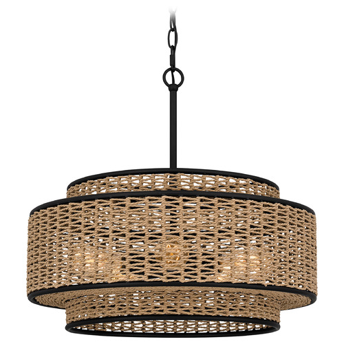 Quoizel Lighting Quoizel Pendant Matte Black Pendant Light with Drum Shade