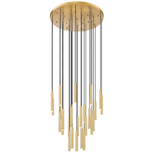 Z-Lite Forest Modern Gold LED Multi-Light Pendant with Cylindrical Shade
