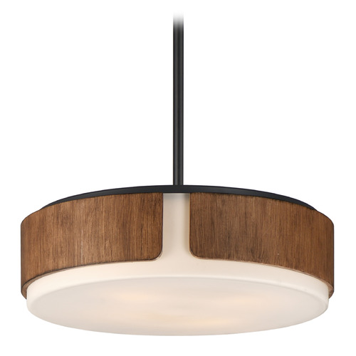 Maxim Lighting Draughtsman Rich Walnut & Matte Black Pendant Light with Drum Shade