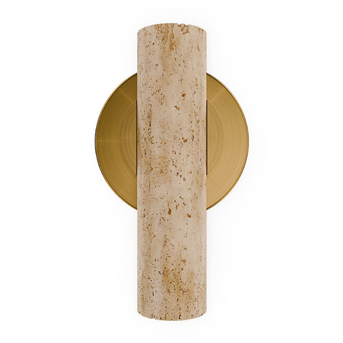 Modern Forms by WAC Lighting Modern Forms Holden Beige Travertine / Aged Brass LED Sconce BL234608-WV/AB