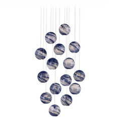 Currey and Company Palatino Silver Multi-Light Pendant with Globe Shade
