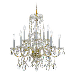 Crystorama Lighting Traditional Crystal Polished Brass Crystal Chandelier