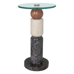 Currey and Company Moreno Marble Drinks Table with Glass Top