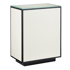 Currey and Company Lacquer White & Black & Clear Coffee & End Table