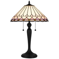 Quoizel Lighting Tiffany Matte Black Table Lamp with Conical Shade