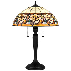 Quoizel Lighting Tiffany Matte Black Table Lamp with Bowl / Dome Shade