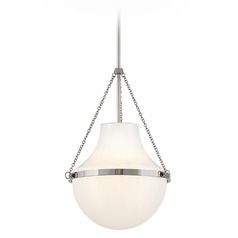 Hinkley Collins Polished Nickel LED Pendant Light with Teardrop Shade