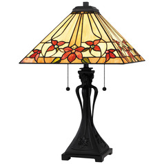 Quoizel Lighting Tiffany Matte Black Table Lamp with Square Shade