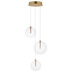 Et2 Global Natural Aged Brass LED Multi-Light Pendant with Globe Shade