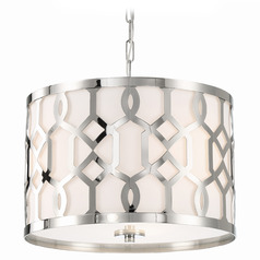 Crystorama Lighting Jennings Polished Nickel Pendant Light with Drum Shade