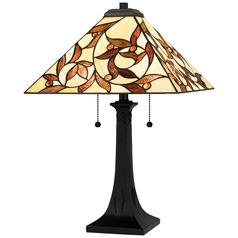 Quoizel Lighting Tiffany Matte Black Table Lamp with Square Shade