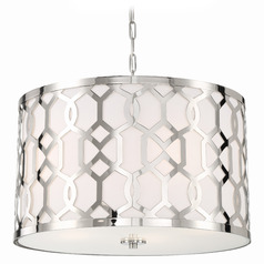 Crystorama Lighting Jennings Polished Nickel Pendant Light with Drum Shade