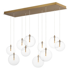 Et2 Global Natural Aged Brass LED Multi-Light Pendant with Globe Shade