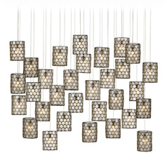 Currey & Company Regatta 30-Light Linear Multi-Drop Pendant Cupr Silver