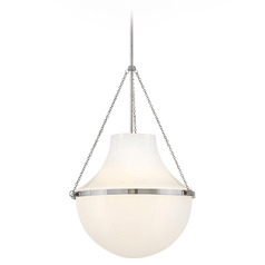 Hinkley Collins Polished Nickel LED Pendant Light with Teardrop Shade