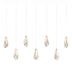 Currey and Company Glace Antique Brass & Silver Multi-Light Pendant with Abstract Shade