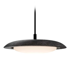 Modern Forms Saturno Basalt Stone / Black LED Pendant Light with Bowl / Dome Shade