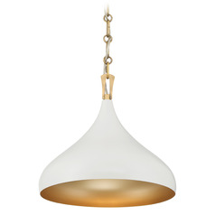 Minka Lavery Cedar Lane Off White Cream & Legacy Brass Pendant Light with Bowl / Dome Shade