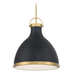 Minka Lavery Lynk Dark Matte Black & Legacy Brass Pendant Light with Bowl / Dome Shade