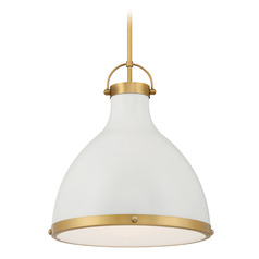 Minka Lavery Lynk Off White Cream & Legacy Brass Pendant Light with Bowl / Dome Shade
