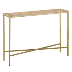 Currey and Company Dezi Natural Travertine & Brass Sofa Table