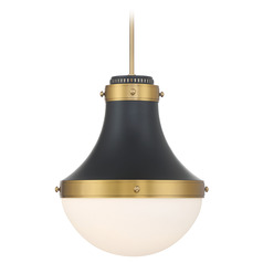 Minka Lavery Purelight Dark Matte Black & Legacy Brass Pendant Light with Bowl / Dome Shade