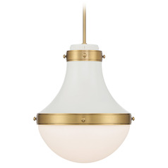 Minka Lavery Purelight Off White Cream & Legacy Brass Pendant Light with Bowl / Dome Shade