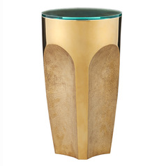 Currey and Company Lemy Polished Brass & Clear Coffee & End Table