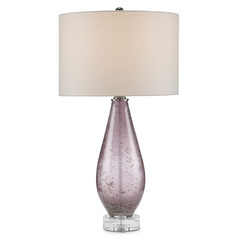 Currey and Company Optimist Purple & Clear & Antique Nickel Table Lamp with Drum Shade