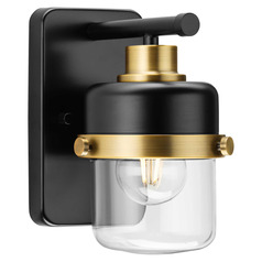 Progress Lighting Beckner Matte Black & Vintage Brass Sconce